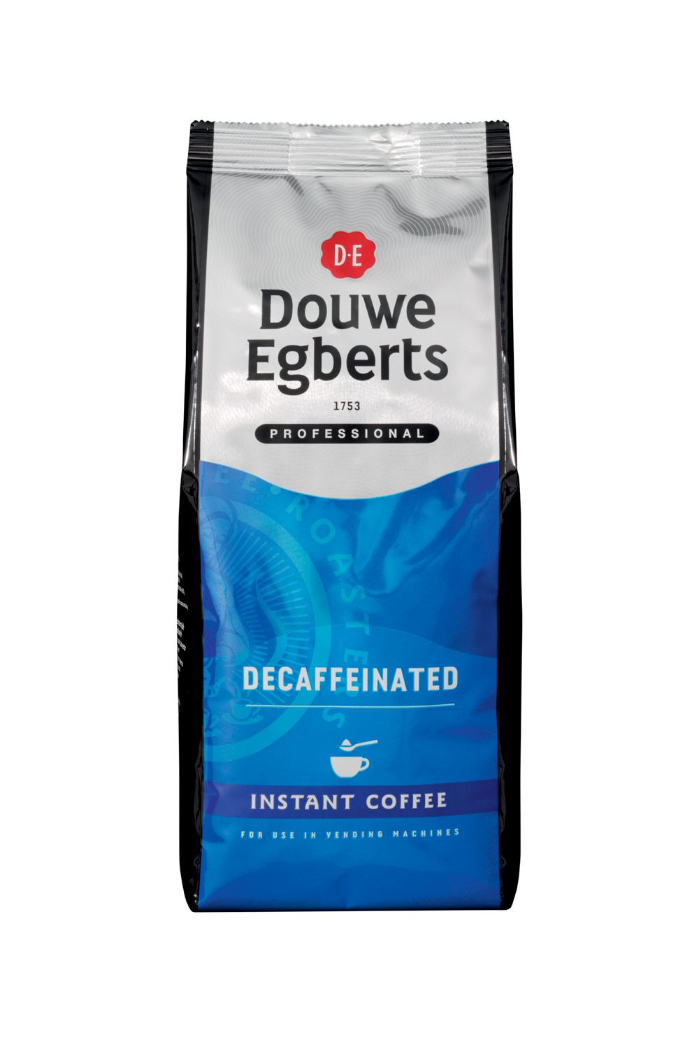 Douwe Egberts Decaf instant coffee 300g. For use through vending machines as a refill